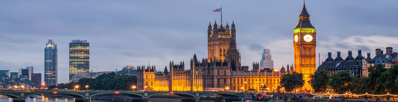 London lights up as the sun sets