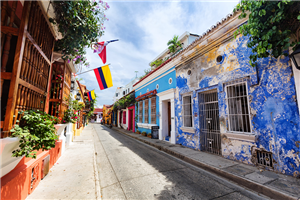 Colorfully Painted Steet in Cartagena