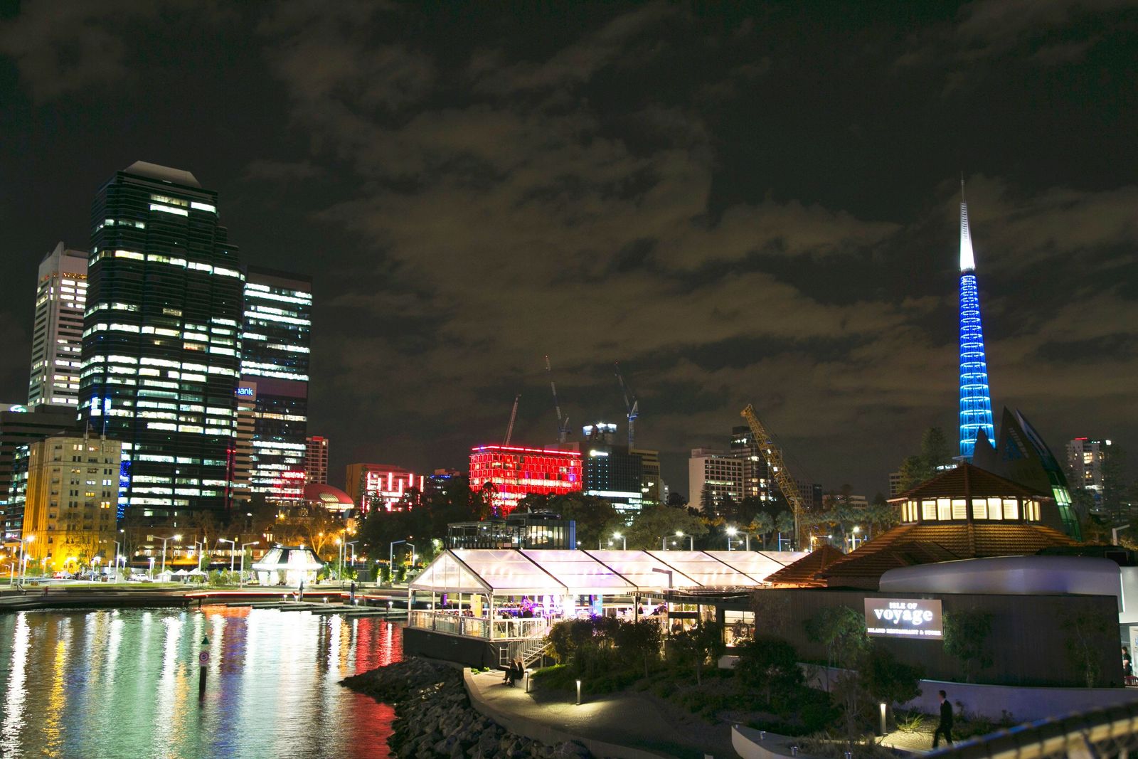 Perth city skyline and Elizabeth Quay at night. Photo: Tourism Australia