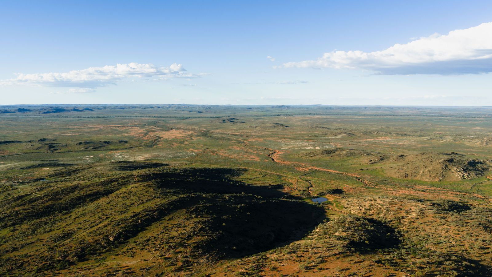 Aerial view of green outback plains near Broken Hill. Photo: Tourism Australia