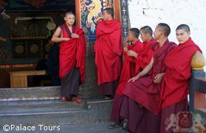 Monks outside of Paro Dzong