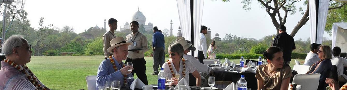Sip champagne at breakfast before the awe-inspiring Taj Mahal