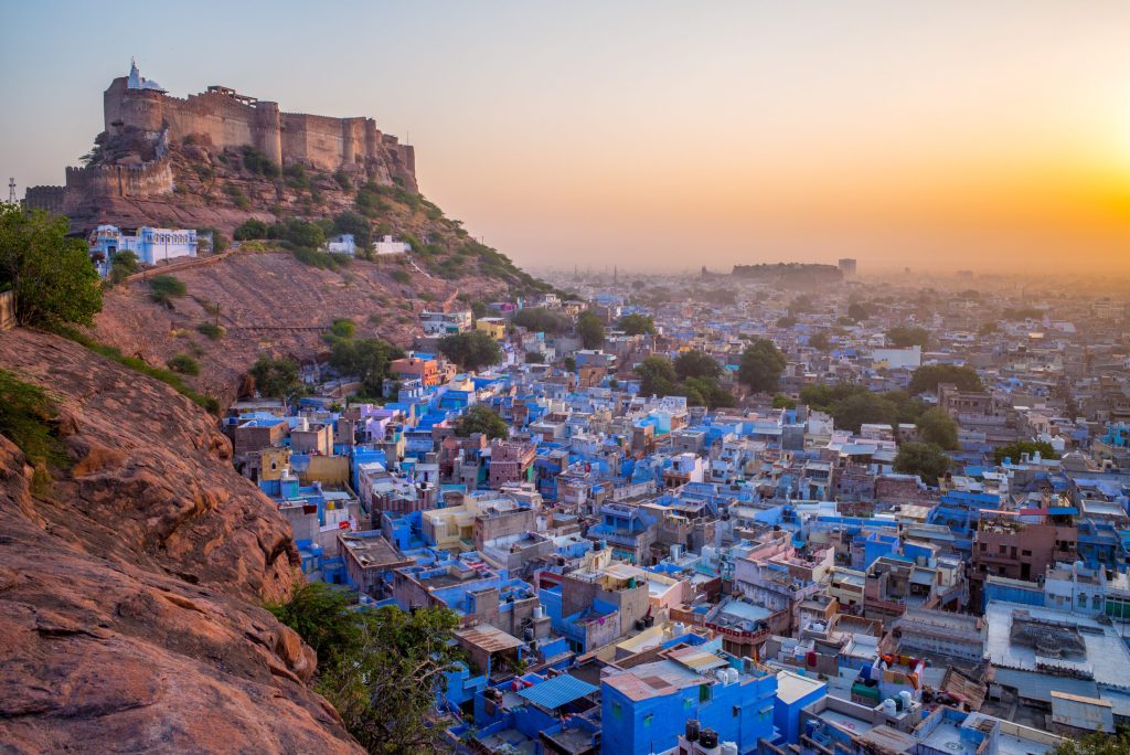 aerial view of jodhpur at dusk