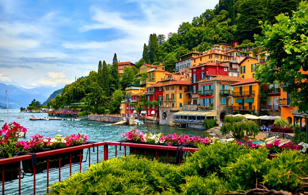 Colorful Lakeside Village on Lake