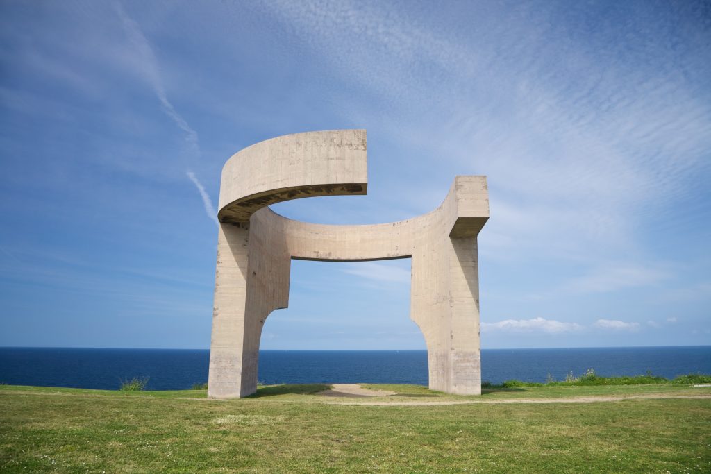 cement monument over Gijon coast