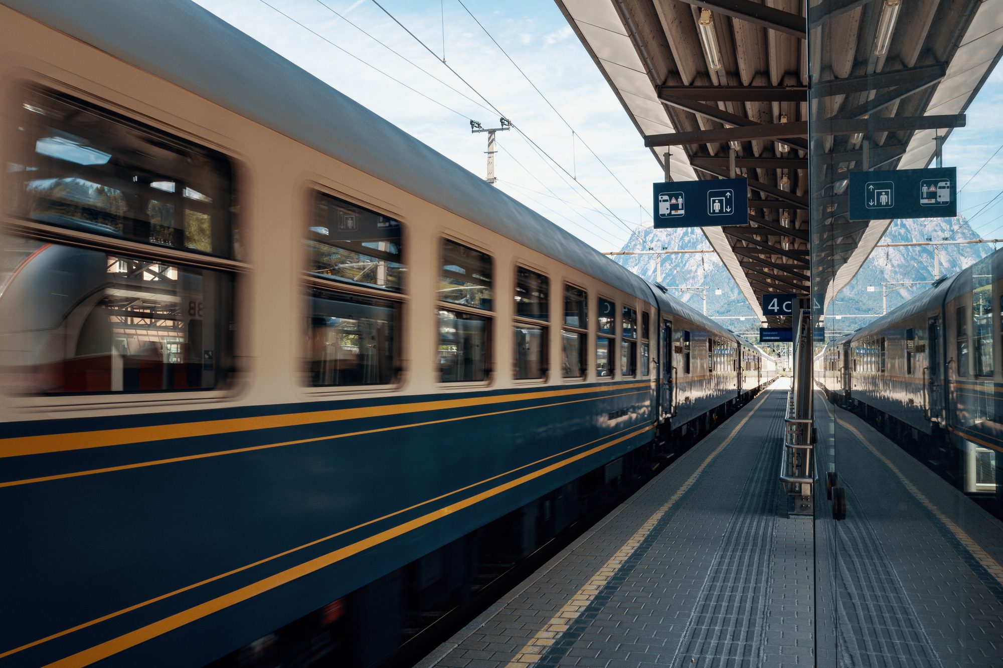Golden Eagle Danube Express: the train at Bischofshofen station, Austria