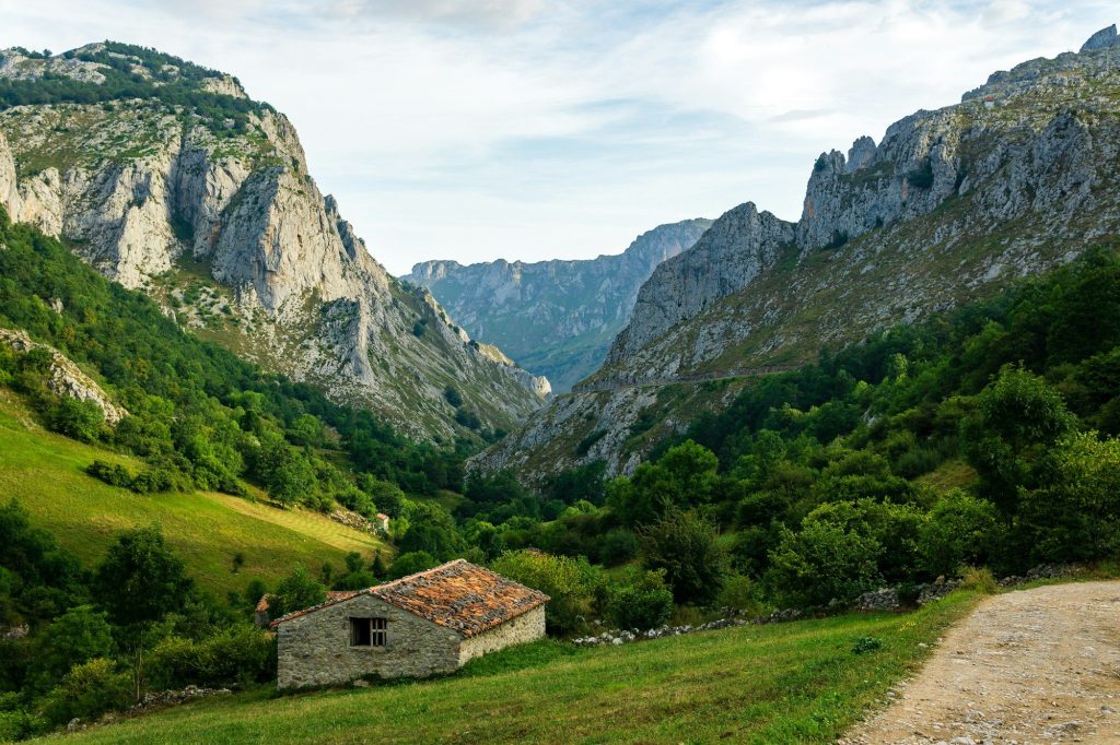 A stone farmhouse below the Picos de Europa — Picos de Europa, Spain