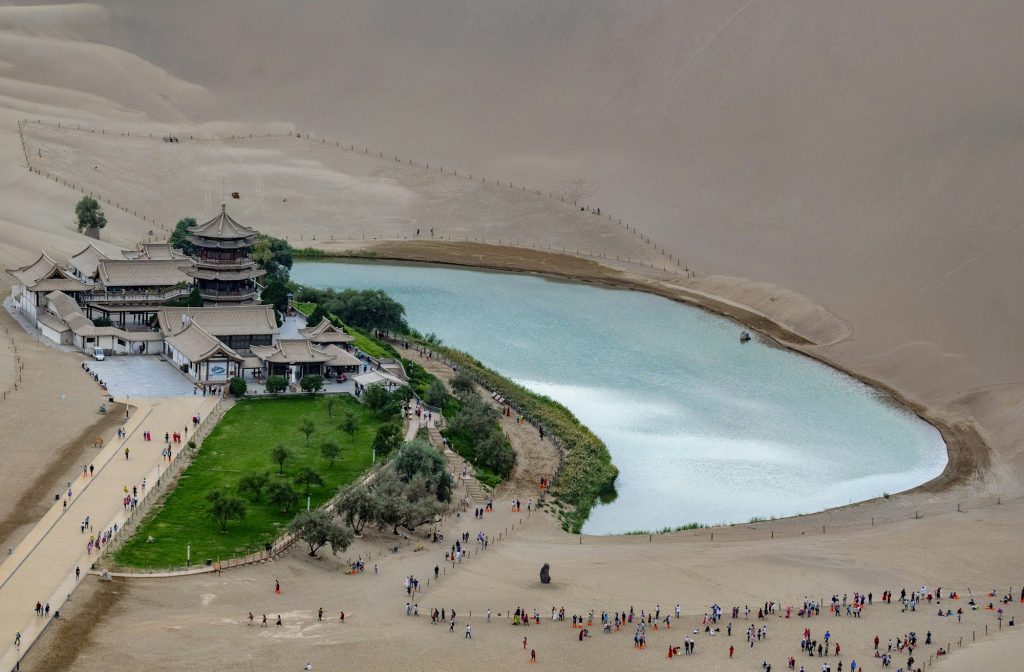 Crescent Lake among the dunes of Dunhuang — Crescent Lake, Dunhuang, China
