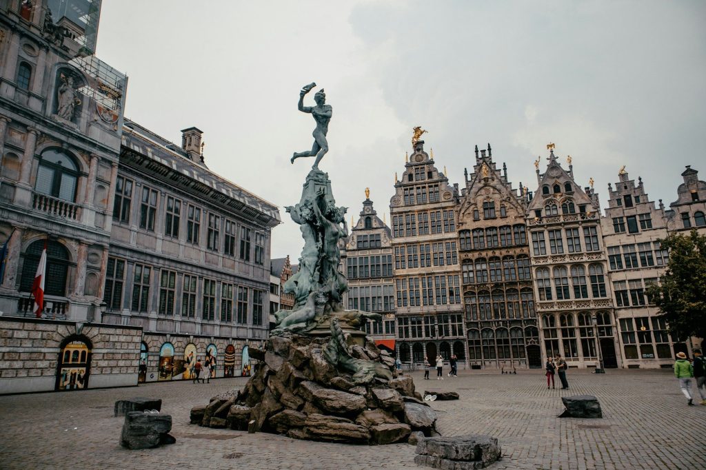 The Brabo Fountain and guild houses on Antwerp's Grote Markt