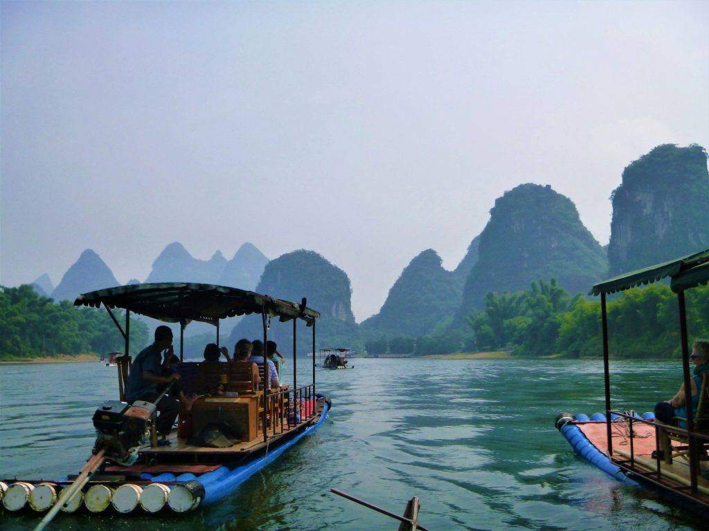 A bamboo raft on the Li River — Guilin, Guangxi, China