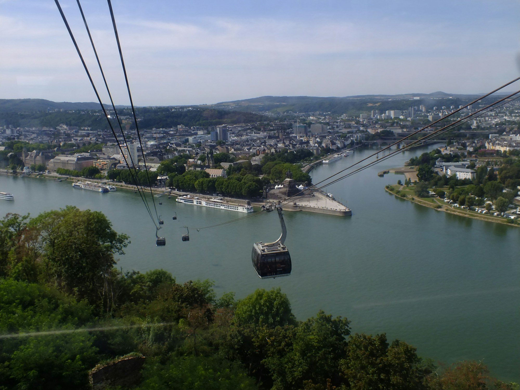 Cable cars crossing the Rhine at Koblenz