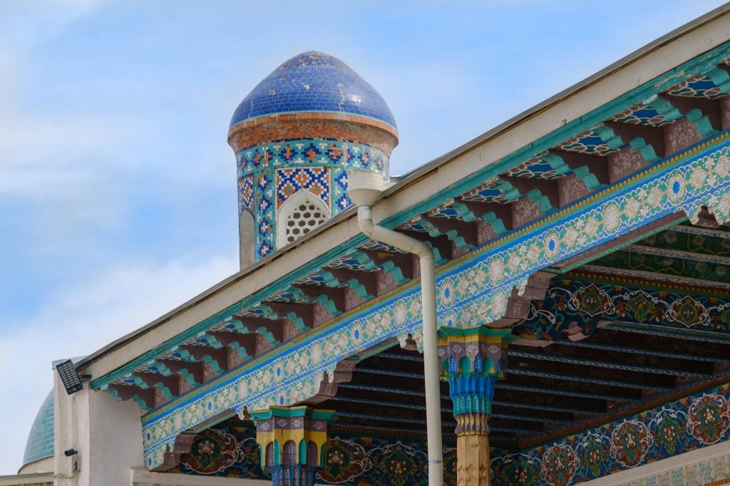 The tiled facade of the Khan's Palace — Palace of Khudayar Khan, Kokand, Uzbekistan