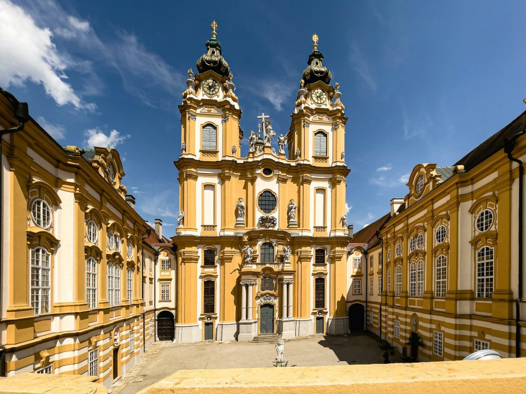 The Baroque facade of Melk Abbey