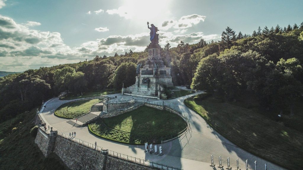 The Niederwald Monument above the vineyards of Rüdesheim