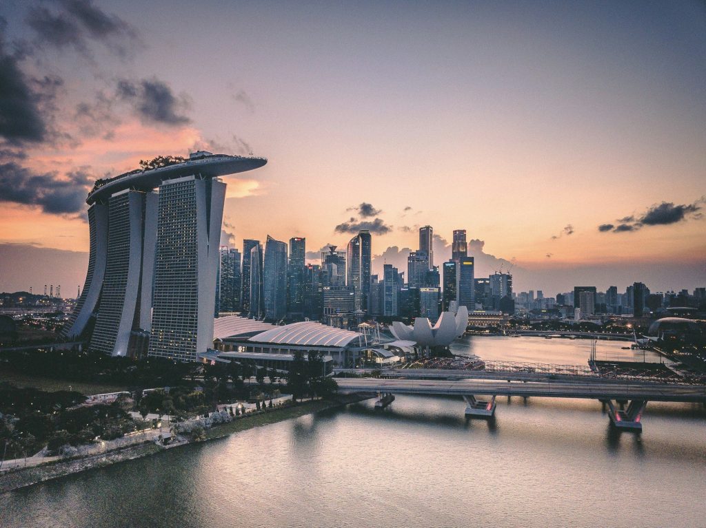 Marina Bay with the city skyline behind — Marina Bay Sands, Singapore